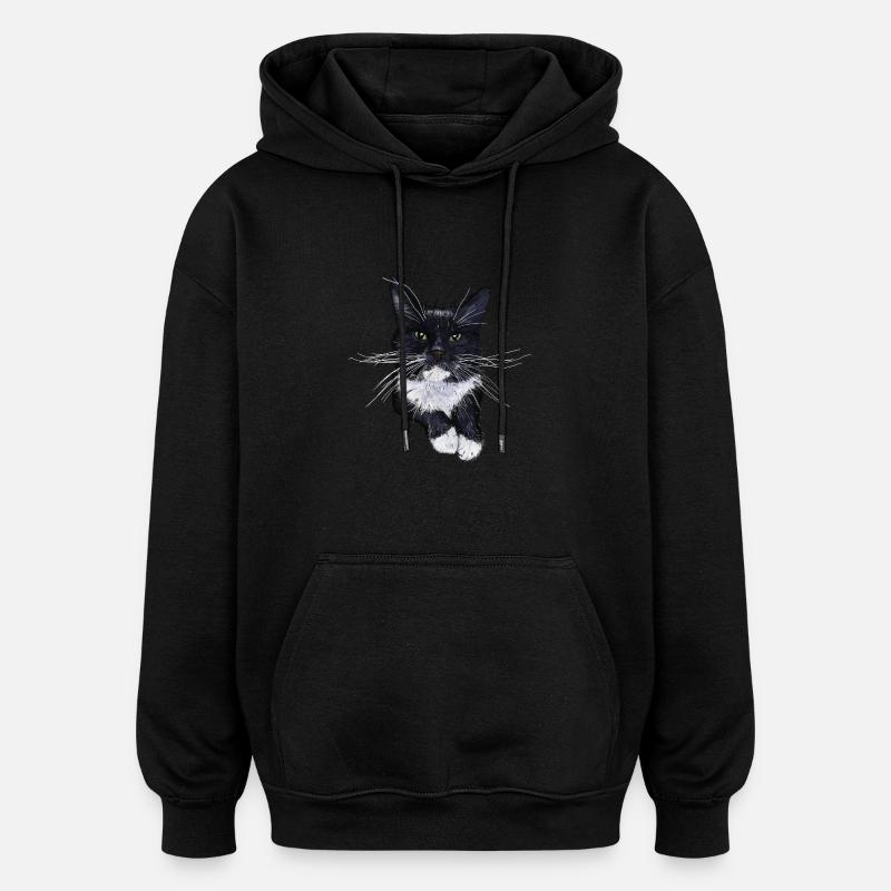 Smoking Chat Félix - Sweat à capuche oversize unisexe - noir