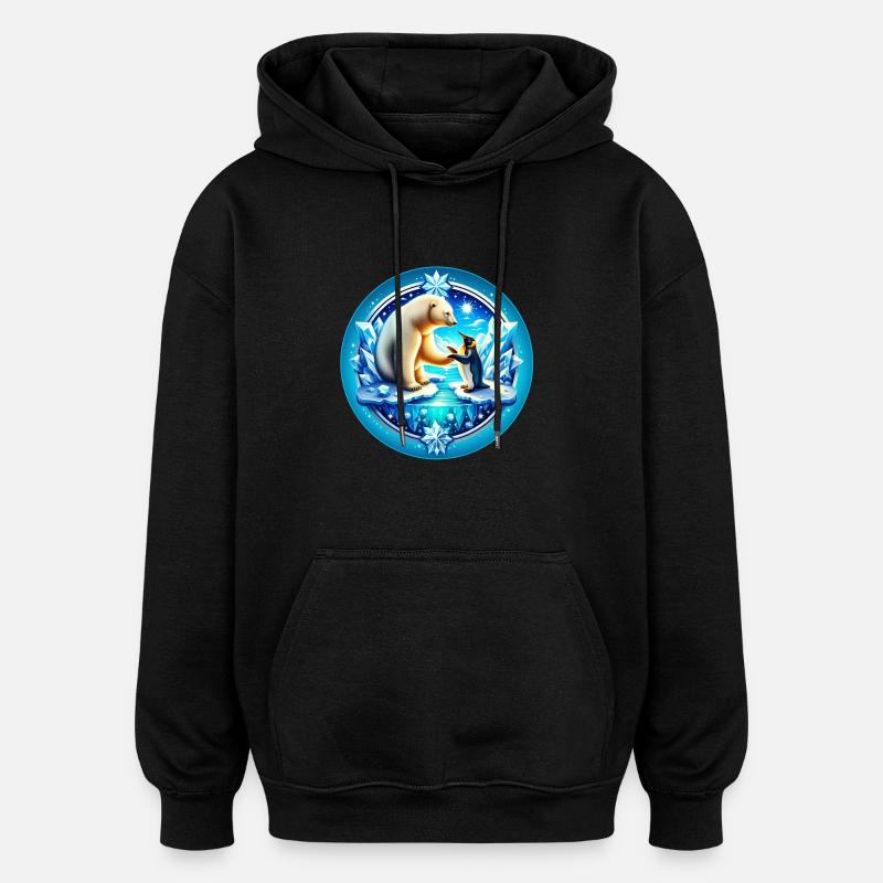Eisbär un Pinguin - Oversized Unisex Hoodie - Schwarz