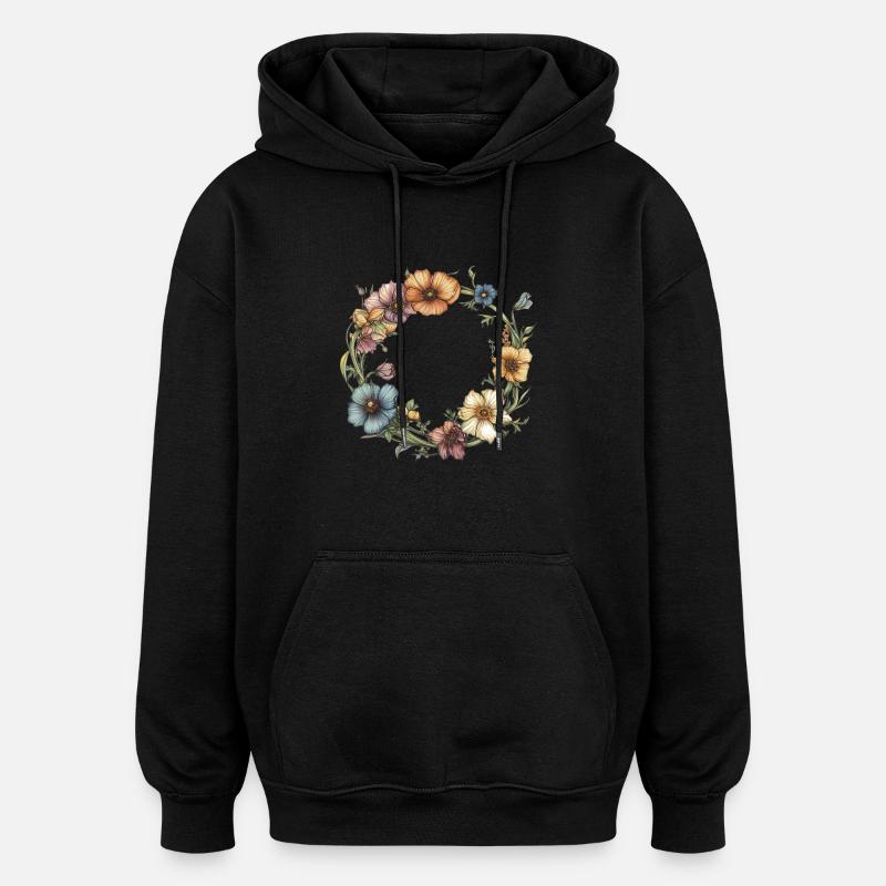 Couronne de fleurs - Sweat à capuche oversize unisexe - noir
