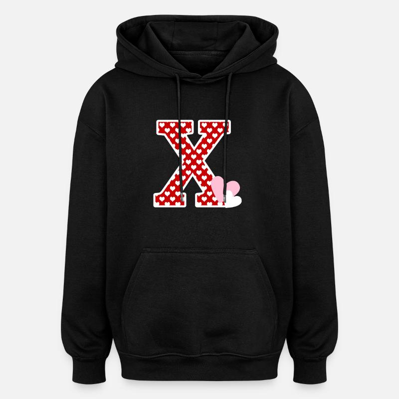 Lettre x cœur - Sweat à capuche oversize unisexe - noir