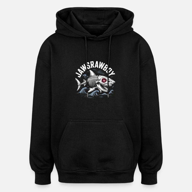 Jawsrawboy squelette requin illustration - Sweat à capuche oversize unisexe - noir