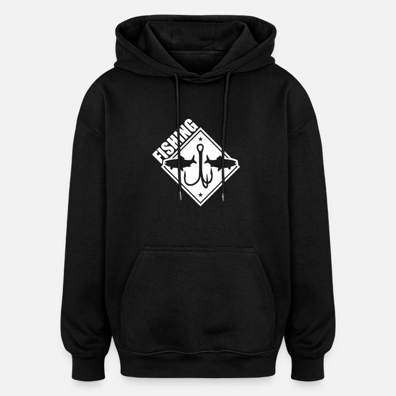 Pêche Pêche Hameçons - Sweat à capuche oversize unisexe - noir