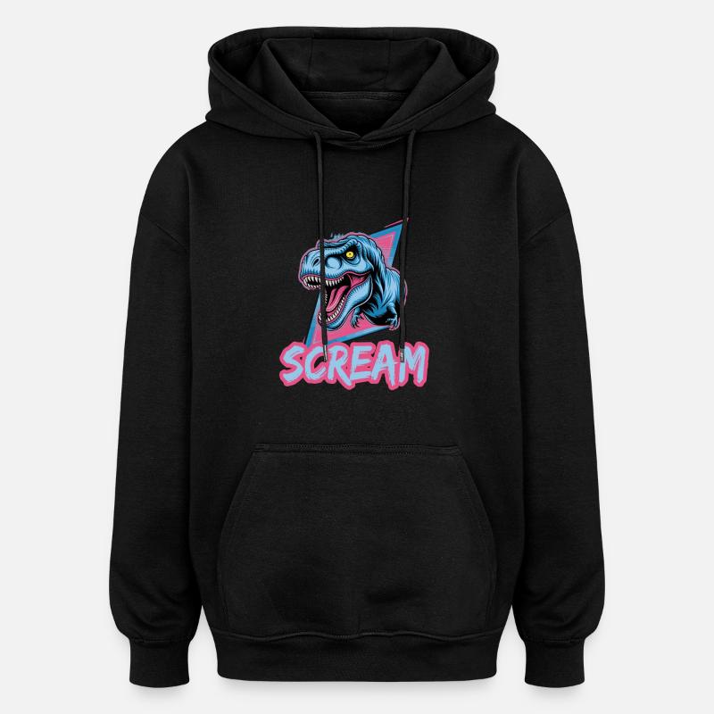 T-Rex Scream Art Rétro Dinosaure - Sweat à capuche oversize unisexe - noir
