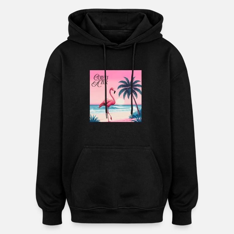 Flamingo - Sweat à capuche oversize unisexe - noir