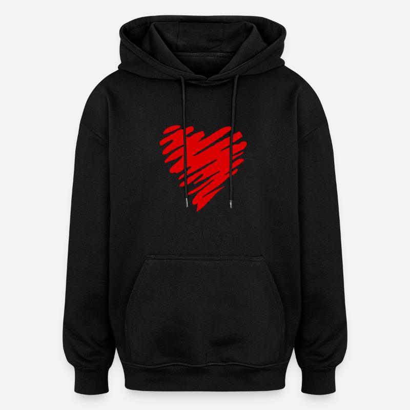 Heart - Sweat à capuche oversize unisexe - noir