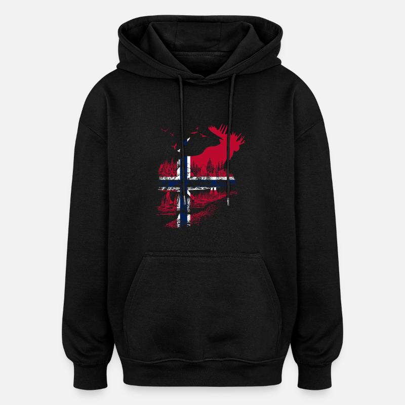 ORIGNAL NORVÉGIEN - Sweat à capuche oversize unisexe - noir