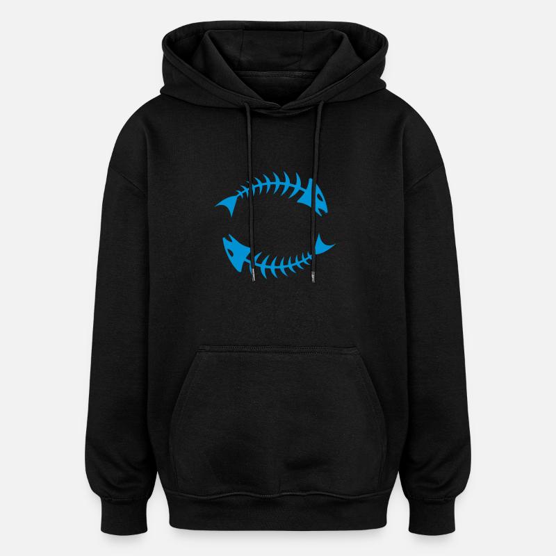 Double Fishbone Fishbone - Oversized Unisex Hoodie - black