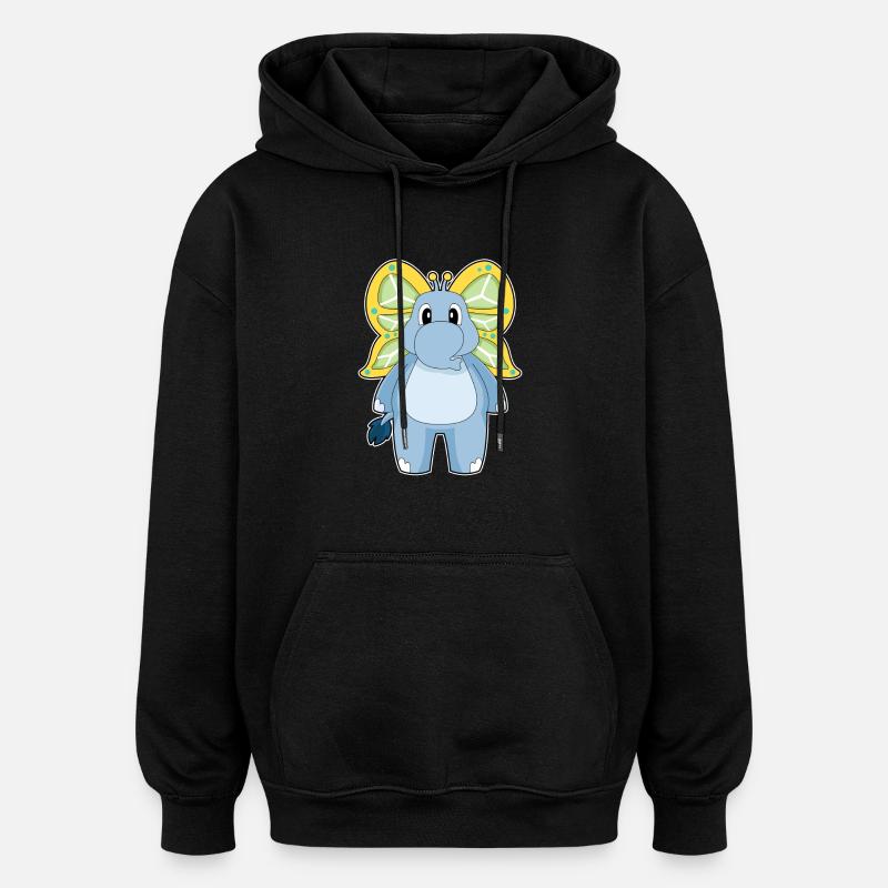 Elephant Butterfly - Oversized Unisex Hoodie - black