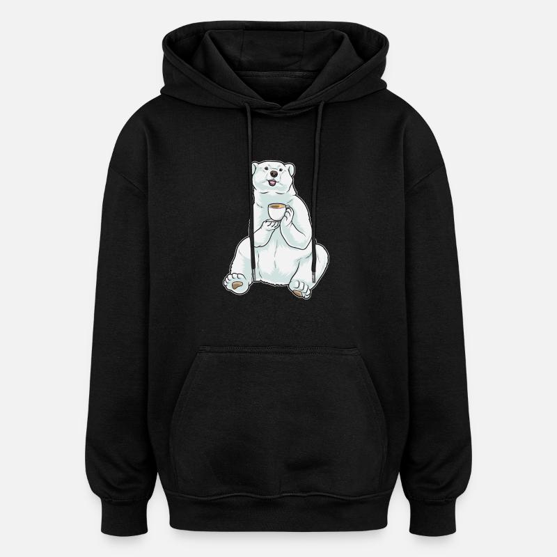 Polar Bear Coffee Mug - Oversized Unisex Hoodie - black