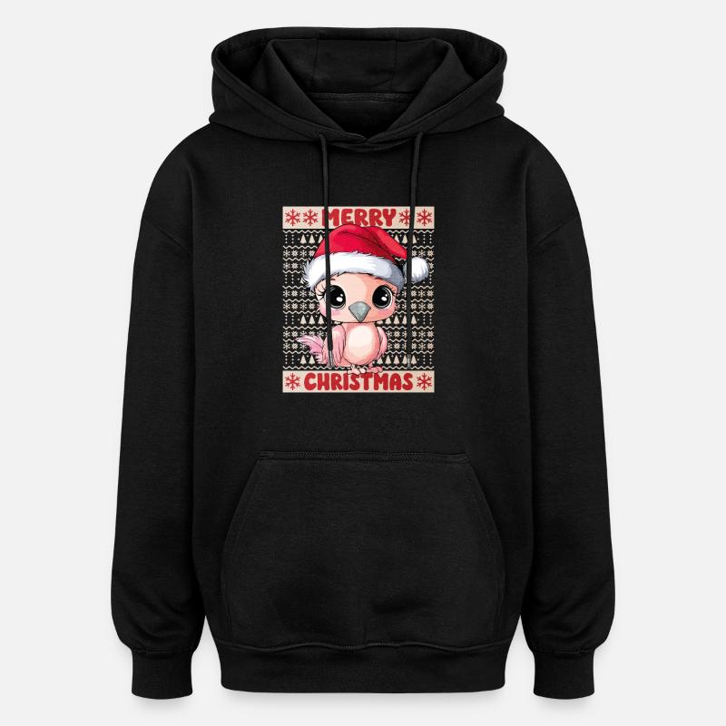 Flamingo Ugly Noël Noël Doux - Sweat à capuche oversize unisexe - noir