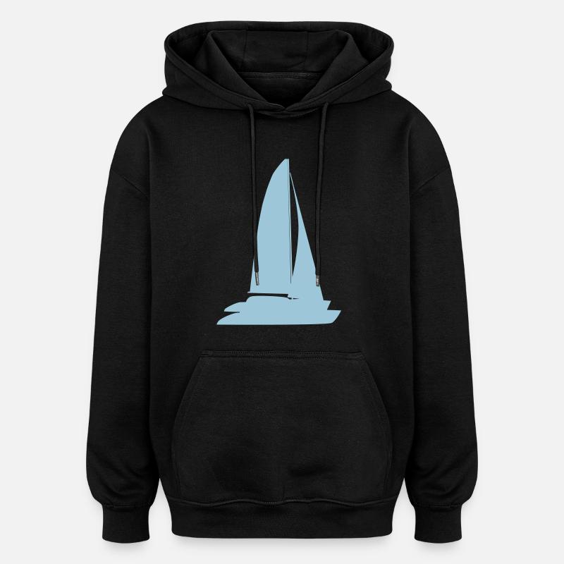 bateau bleu - Sweat à capuche oversize unisexe - noir