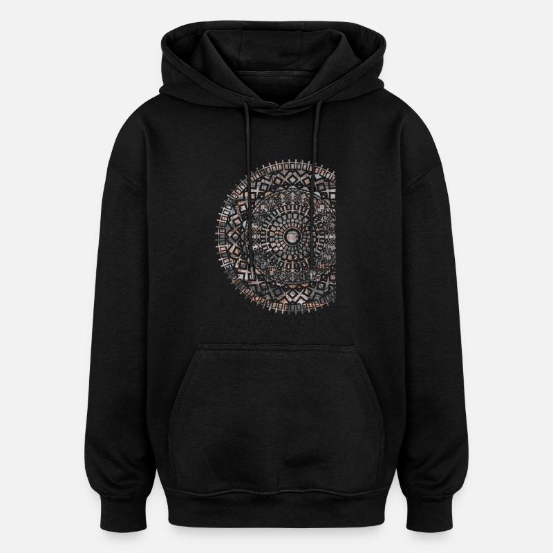 mandala - Sweat à capuche oversize unisexe - noir