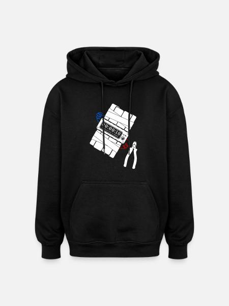 Bomb - pliers - Wire - blue & red - Oversized Unisex Hoodie - black