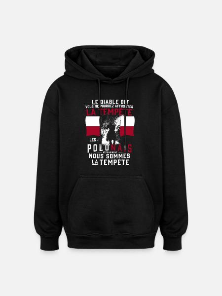 Tempête Polonais - Sweat à capuche oversize unisexe - noir