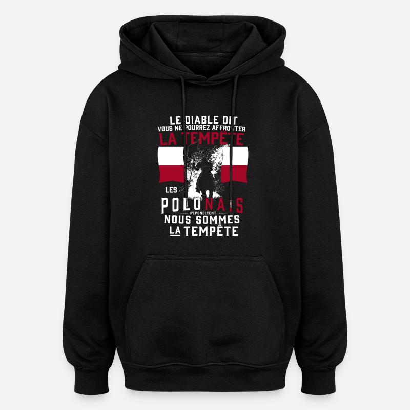 Tempête Polonais - Sweat à capuche oversize unisexe - noir