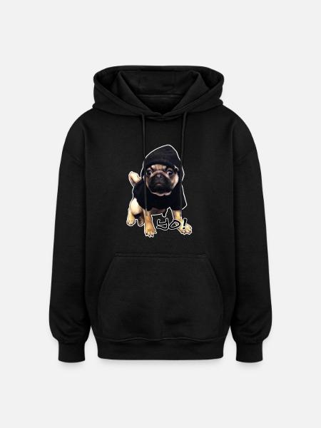 yo_mops_3 - Sweat à capuche oversize unisexe - noir