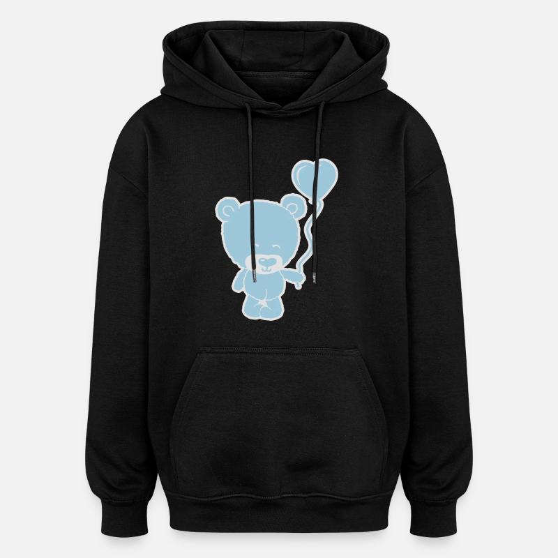 cute bear boy - Sweat à capuche oversize unisexe - noir