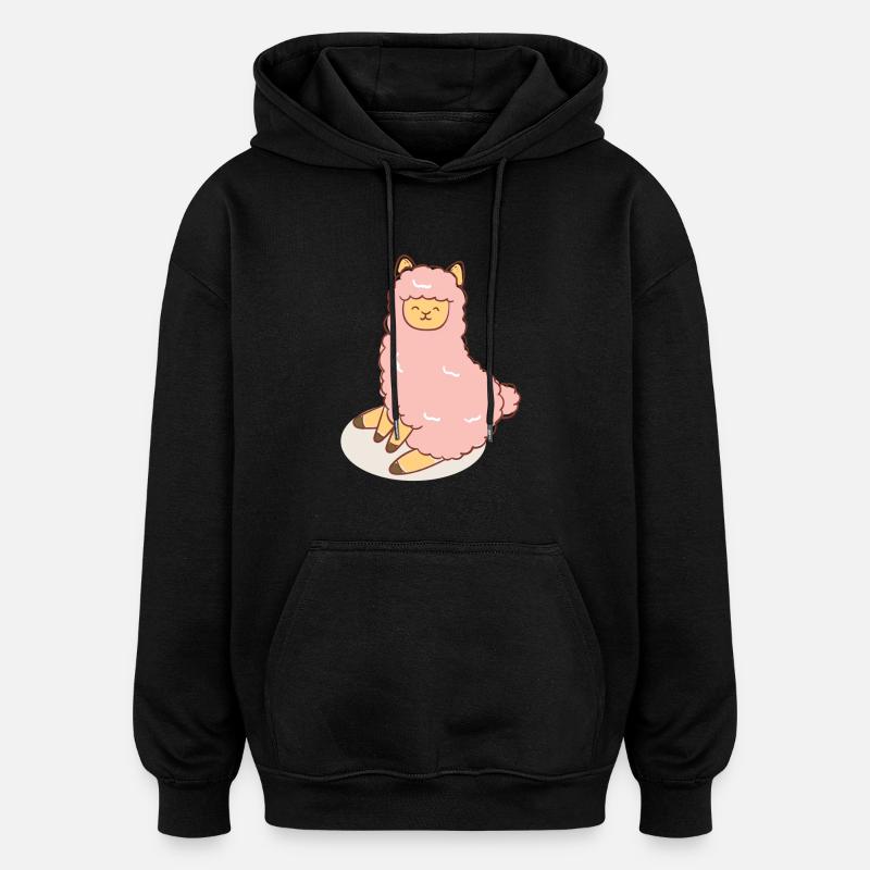 Rosa Schaf - Oversized Unisex Hoodie - Schwarz