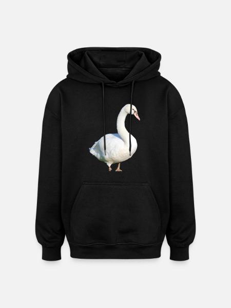 Swan, Duck, Bird, Goose - Oversized Unisex Hoodie - black