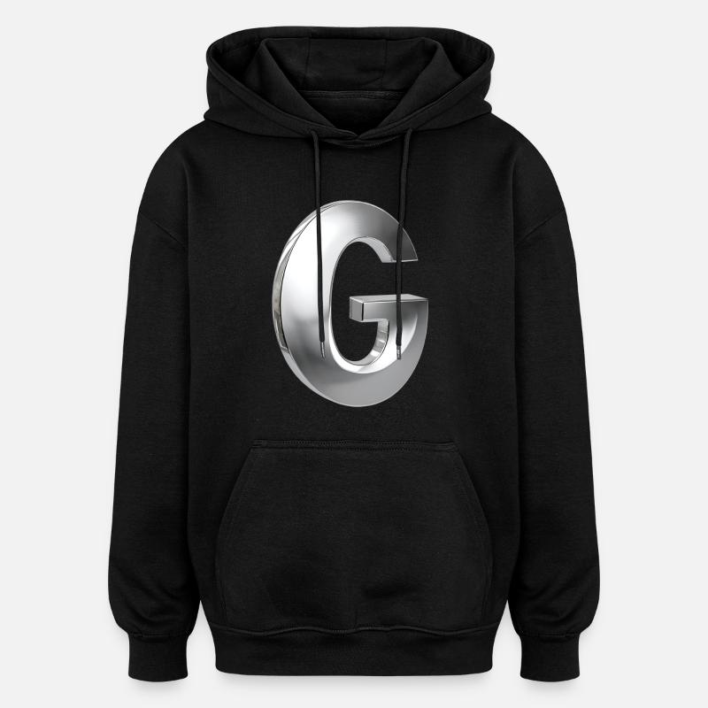 Chrome ,, G " Métallisé - Sweat à capuche oversize unisexe - noir