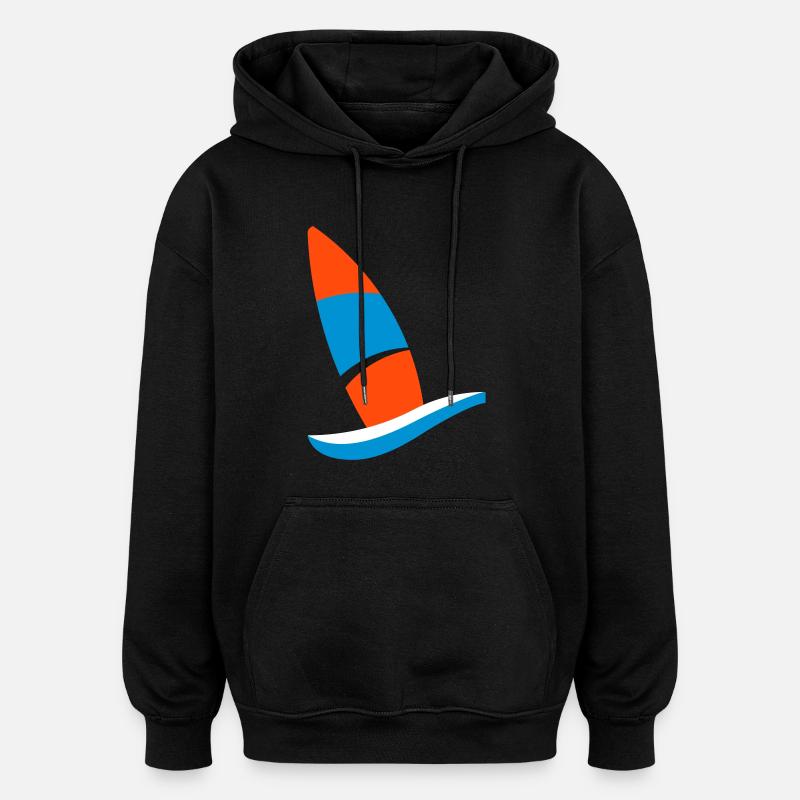 Logo de planche à voile - Sweat à capuche oversize unisexe - noir