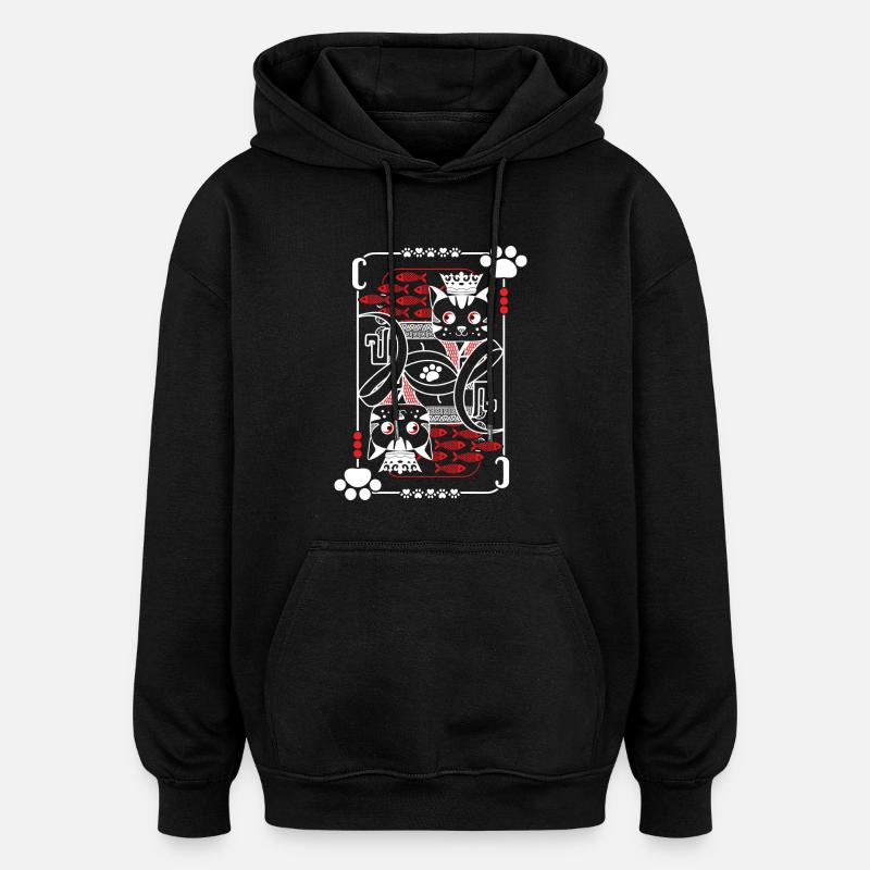 Dos de carte Chats - Sweat à capuche oversize unisexe - noir