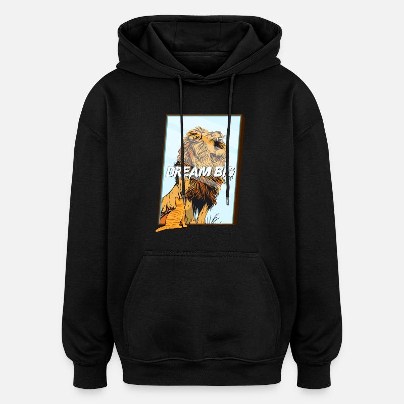 Dream Big Katze Löwe - Oversized Unisex Hoodie - Schwarz