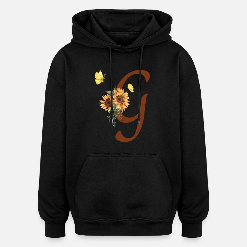 Lettre g tournesol papillon - Sweat à capuche oversize unisexe - noir