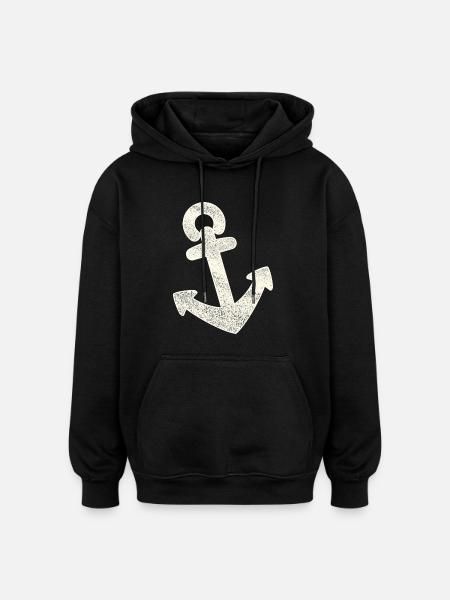 Anchor distressed - Oversized Unisex Hoodie - black