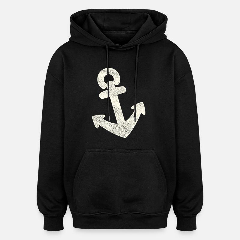 Anchor distressed - Oversized Unisex Hoodie - black
