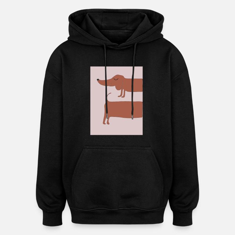dackel rosa hintergrund - Oversized Unisex Hoodie - Schwarz