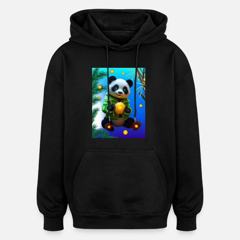 Cyber Zitrone Bambus Panda - Oversized Unisex Hoodie - Schwarz