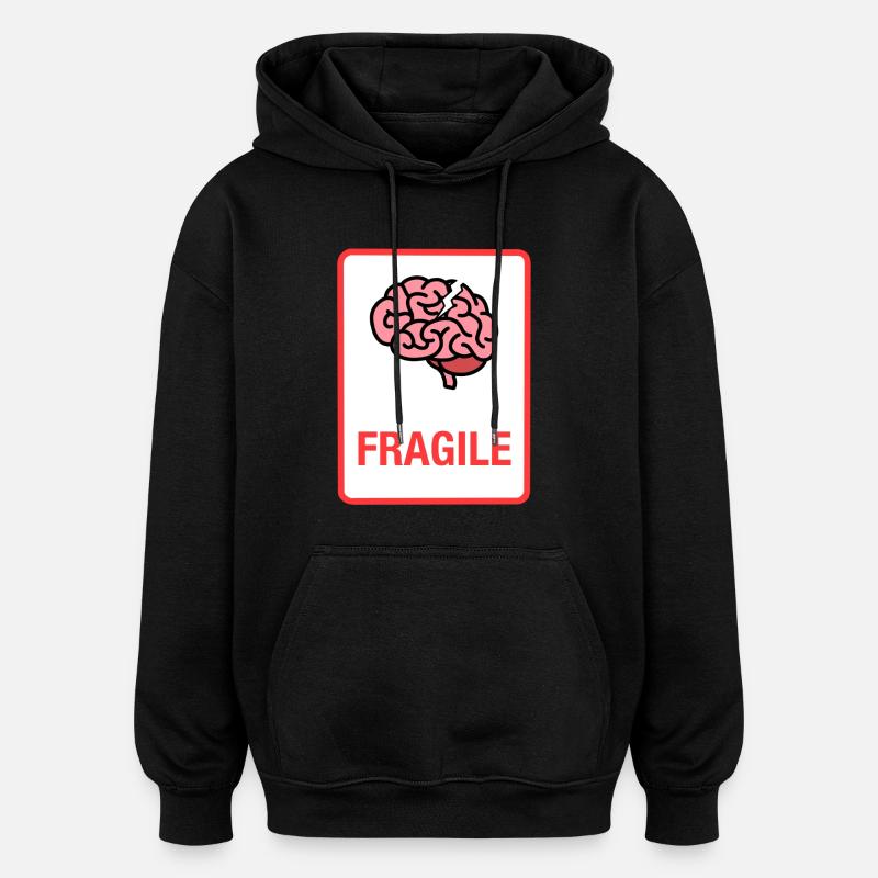 Fragile - Sweat à capuche oversize unisexe - noir