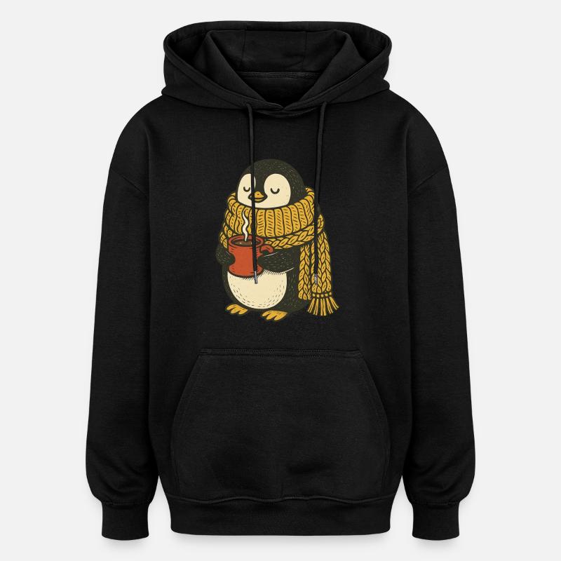 Gemütliche Pinguin-Vibes - Oversized Unisex Hoodie - Schwarz