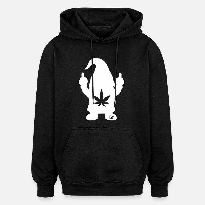Frecher Zwerg mit Hanfblatt - Oversized Unisex Hoodie - Schwarz