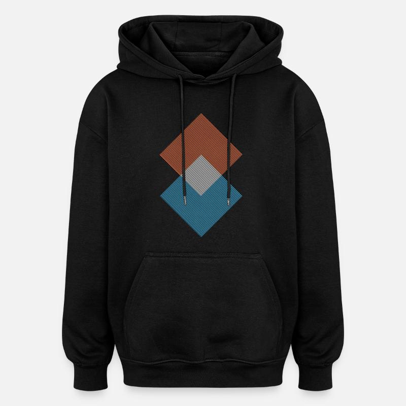 Formes géométriques - Sweat à capuche oversize unisexe - noir