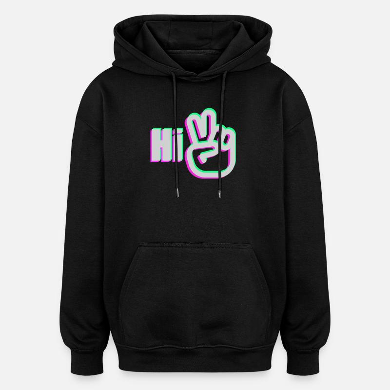 Say Hi - Sweat à capuche oversize unisexe - noir