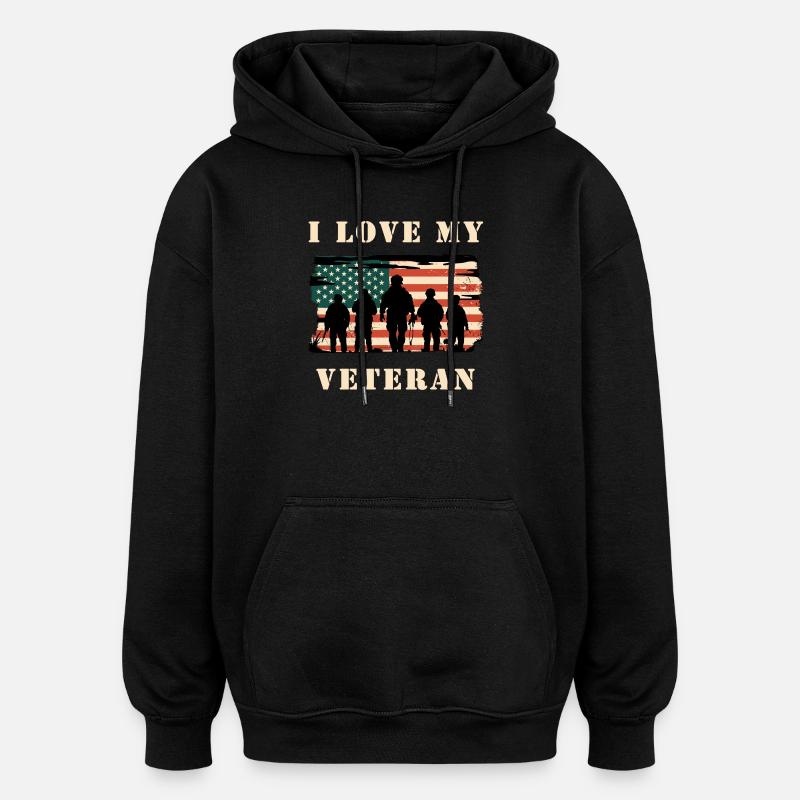 J'aime mon ancien combattant - Sweat à capuche oversize unisexe - noir