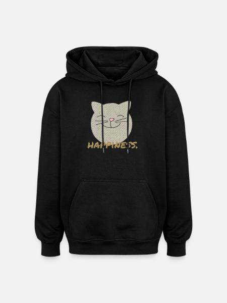 Cat Happiness - Oversized Unisex Hoodie - black