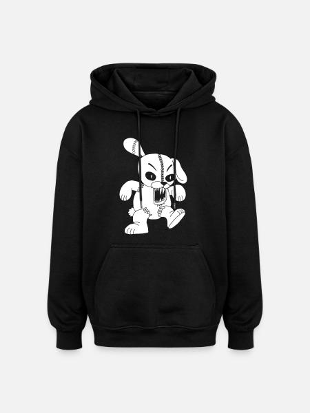 Monstrous white rabbit - Oversized Unisex Hoodie - black