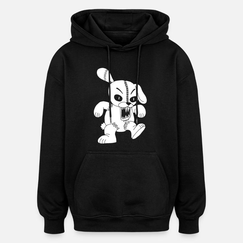 Lapin blanc monstrueux - Sweat à capuche oversize unisexe - noir