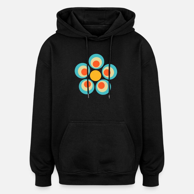 70s Flower Pattern - Oversized Unisex Hoodie - black