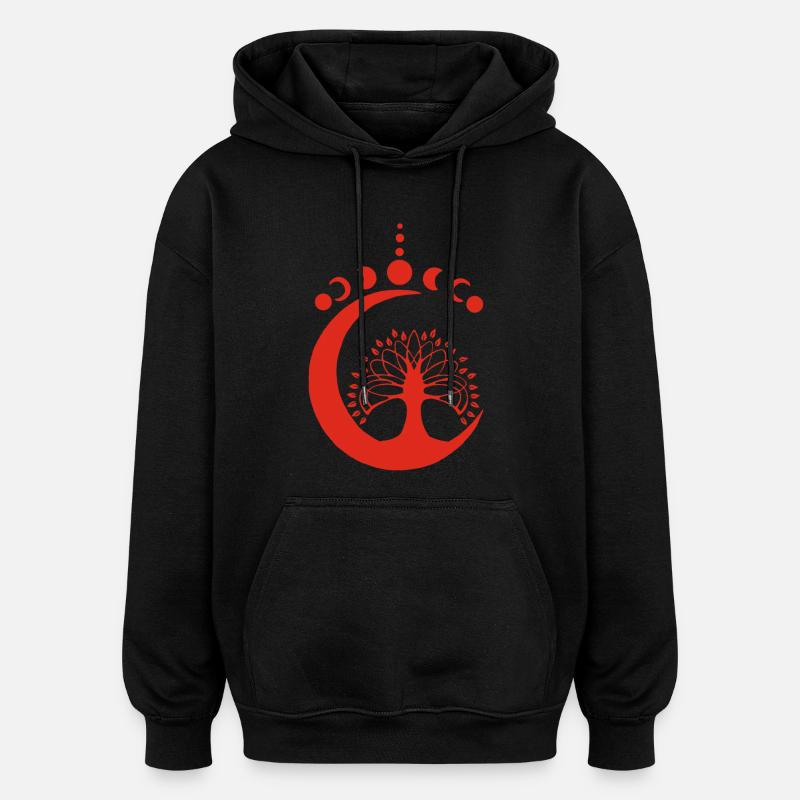 Red Lunar Tree - Oversized Unisex Hoodie - black