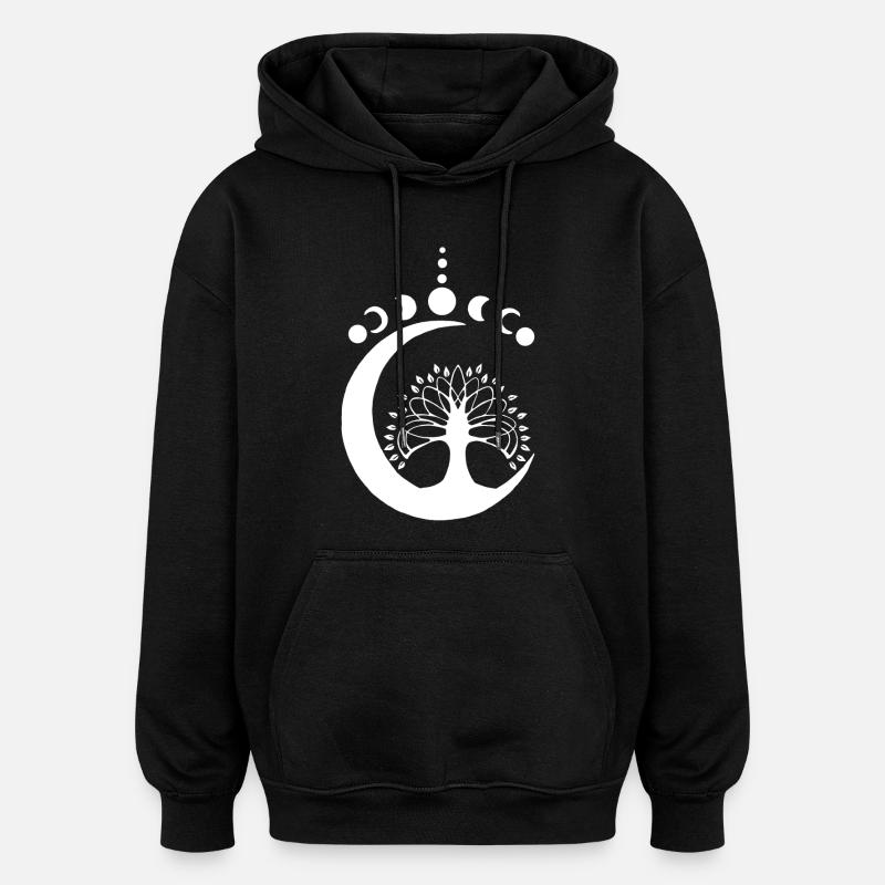 White Lunar Tree - Oversized Unisex Hoodie - black