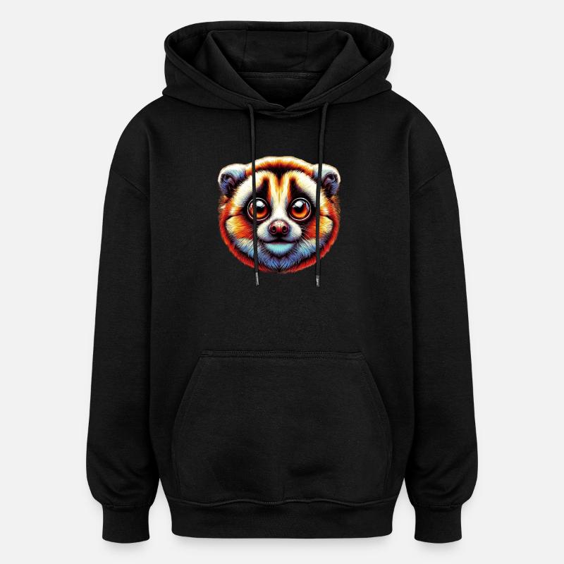 Sakte Lori Sakte Loris - Oversized unisex-hettegenser - svart