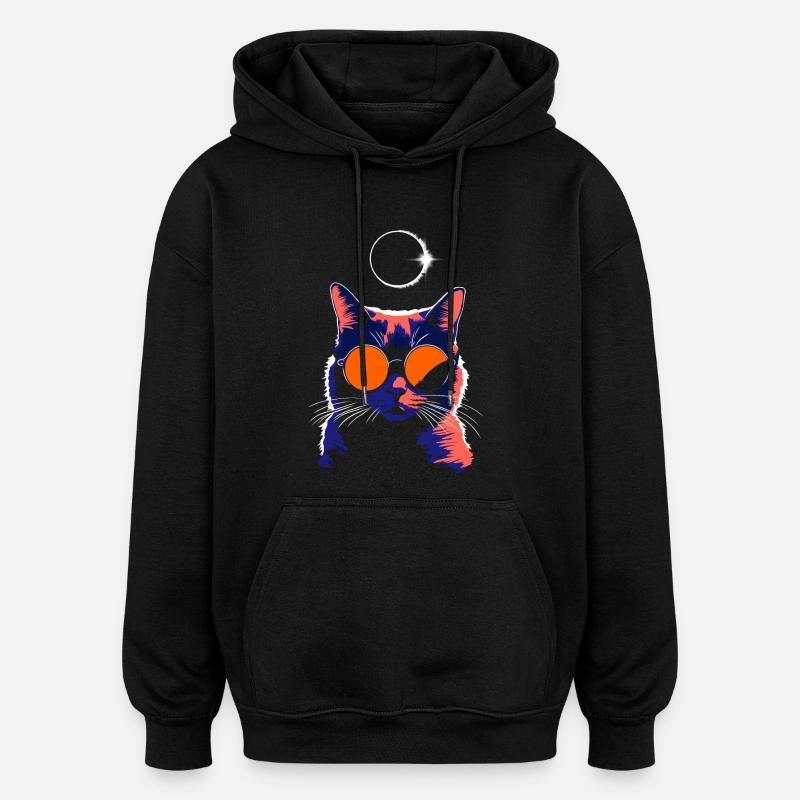 Katze Sonnenbrille Total Eclipse Cat - Oversized Unisex Hoodie - Schwarz