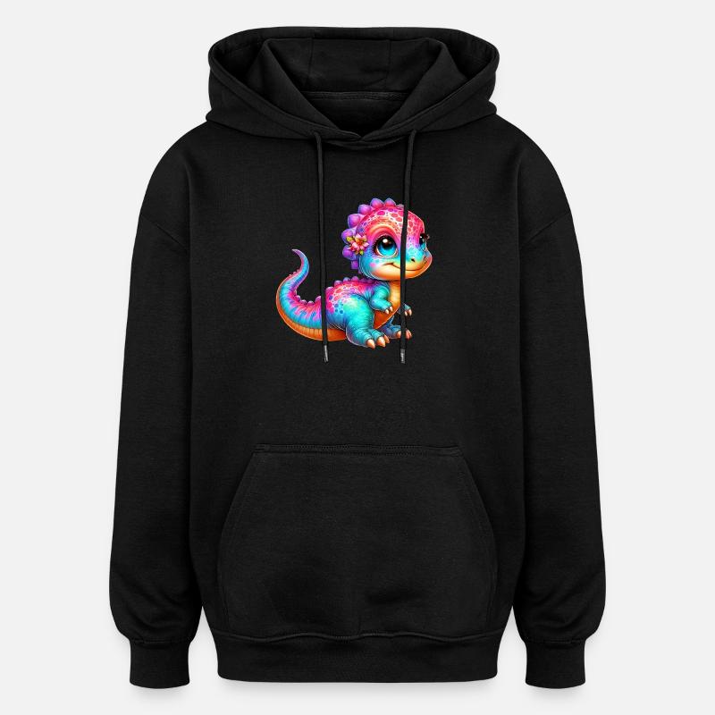 Dinosaure - Sweat à capuche oversize unisexe - noir