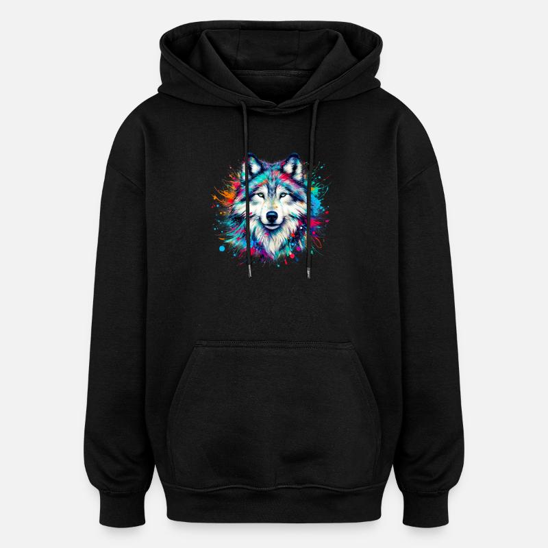 Loup - Sweat à capuche oversize unisexe - noir