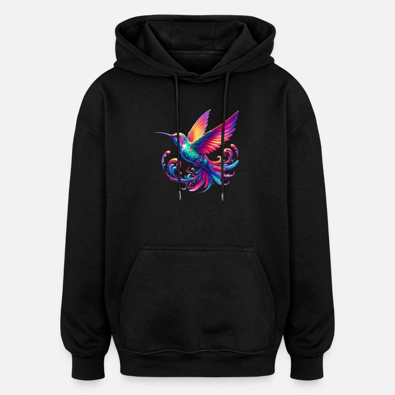 Kolibri - Oversized Unisex Hoodie - Schwarz
