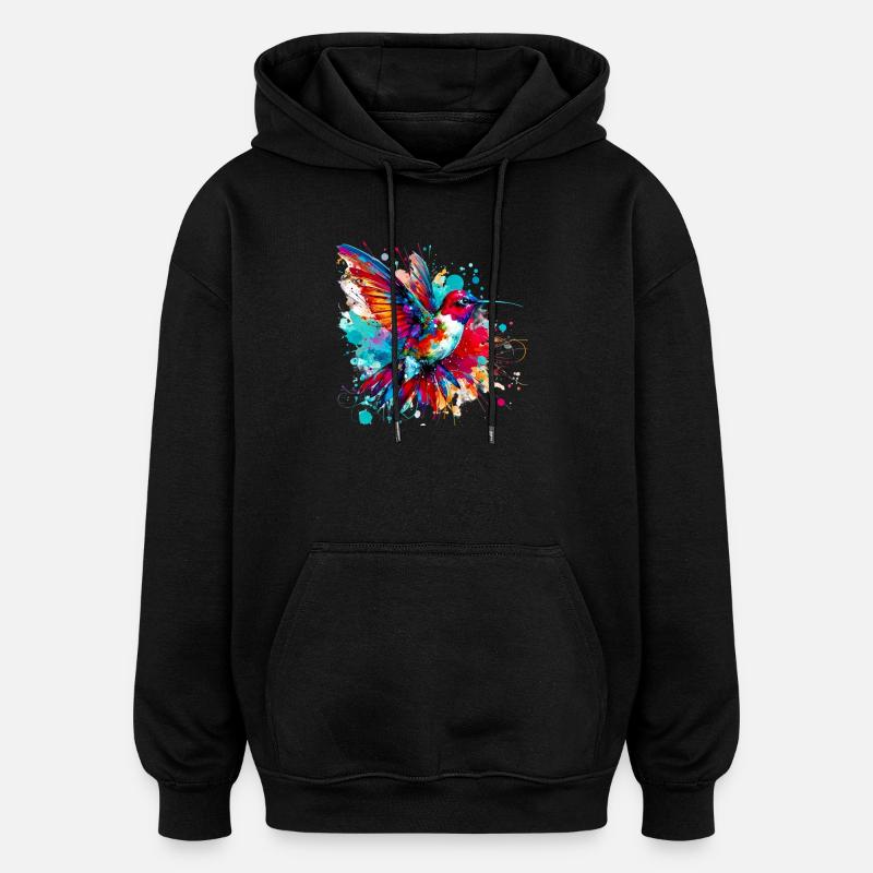 Kolibri - Oversized Unisex Hoodie - Schwarz